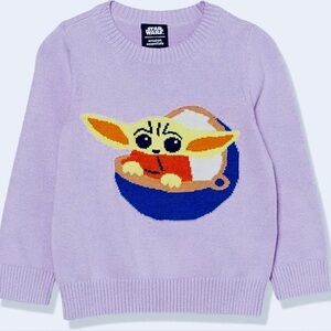 Star Wars Amazon Essentials Sweater Grogu Baby Yoda Purple Knit Youth XL 14-16